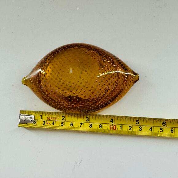 Vintage Amber MCM Blown Bubble Art Glass Dish Ashtray - Picture 4 of 5